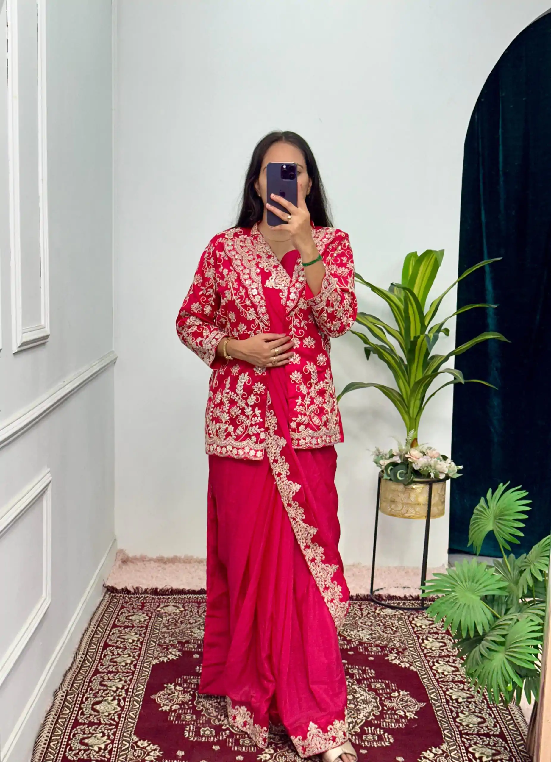 ST 1054 Pink Color Chinon Embroidery Work Koti And Saree Casual, Wedding, Party, Festive, Events Etc. Expected Delivery 4-6 Working Days @2399/- | Bollywood Sarees, Creative Sarees, Designer Sarees, Embroidered Sarees, Ethnic Saree, Modern Digital sarees, Party Wear Sarees, Sarees