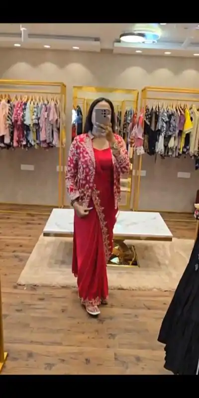 ST 1054 Pink Color Chinon Embroidery Work Koti And Saree Casual, Wedding, Party, Festive, Events Etc. Expected Delivery 4-6 Working Days @2399/- | Bollywood Sarees, Creative Sarees, Designer Sarees, Embroidered Sarees, Ethnic Saree, Modern Digital sarees, Party Wear Sarees, Sarees