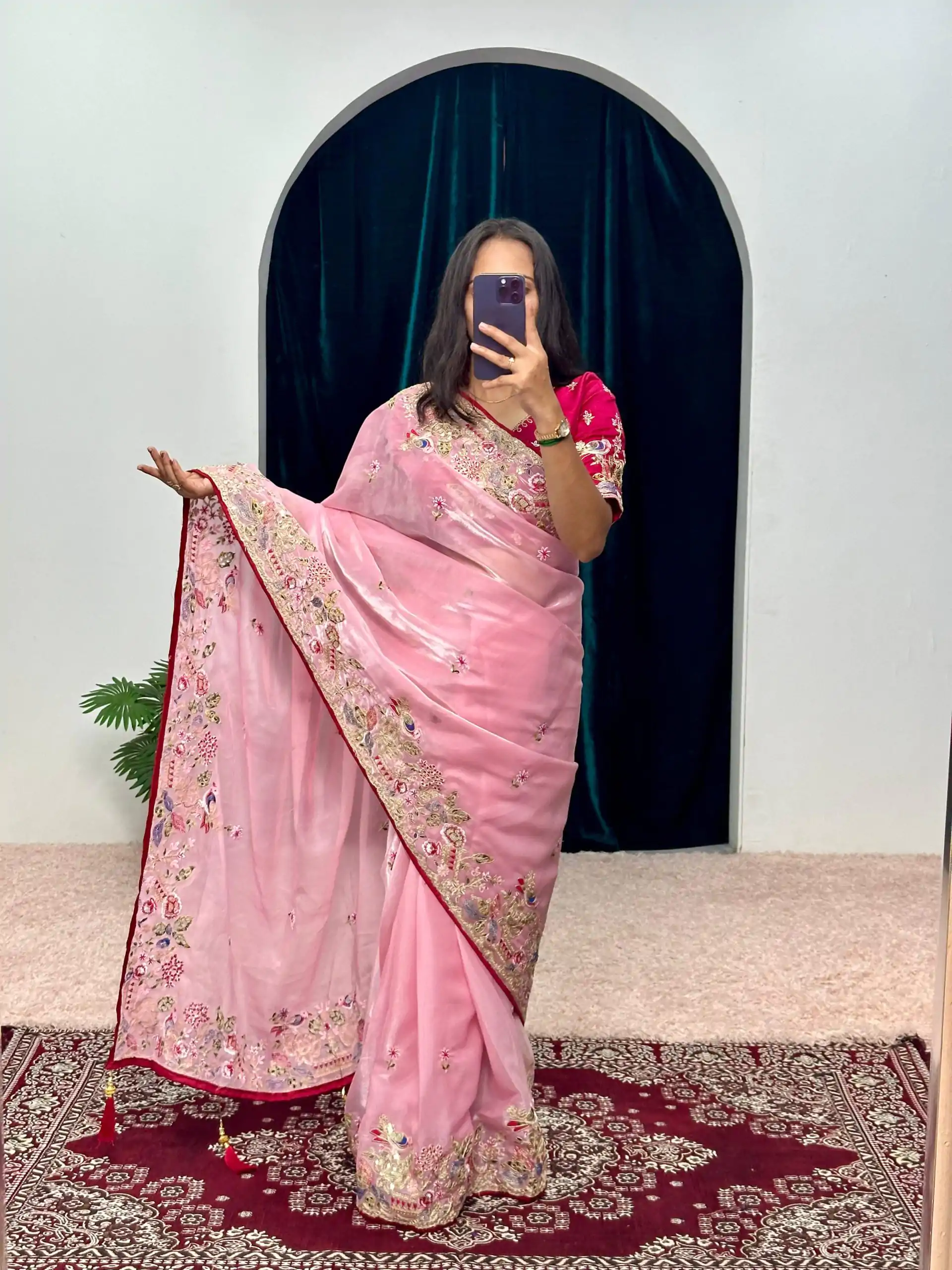ST 474 Pink Color Jimmy Choo Embroidery Sequins Saree Casual, Wedding, Party, Festive, Events Etc. Expected Delivery 4-6 Working Days @2449/- | Bollywood Sarees, Creative Sarees, Designer Sarees, Embroidered Sarees, Ethnic Saree, Modern Digital sarees, Party Wear Sarees, Sarees