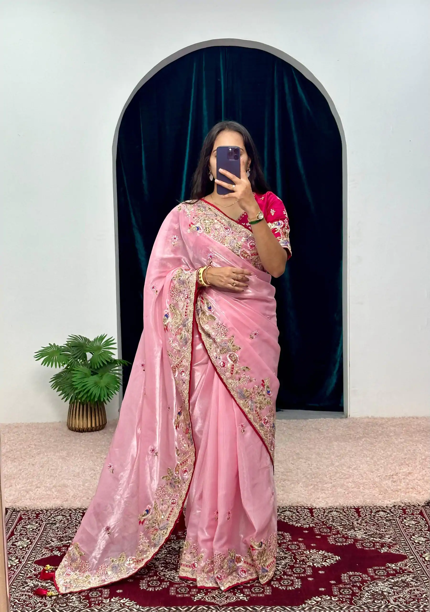 ST 474 Pink Color Jimmy Choo Embroidery Sequins Saree Casual, Wedding, Party, Festive, Events Etc. Expected Delivery 4-6 Working Days @2449/- | Bollywood Sarees, Creative Sarees, Designer Sarees, Embroidered Sarees, Ethnic Saree, Modern Digital sarees, Party Wear Sarees, Sarees