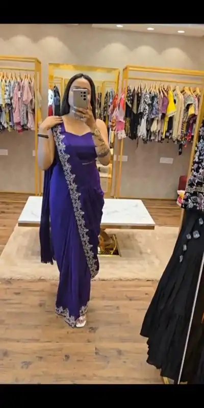 ST 1054 Royal Blue Color Chinon Embroidery Work Koti And Saree Casual, Wedding, Party, Festive, Events Etc. Expected Delivery 4-6 Working Days @2399/- | Bollywood Sarees, Creative Sarees, Designer Sarees, Embroidered Sarees, Ethnic Saree, Modern Digital sarees, Party Wear Sarees, Sarees