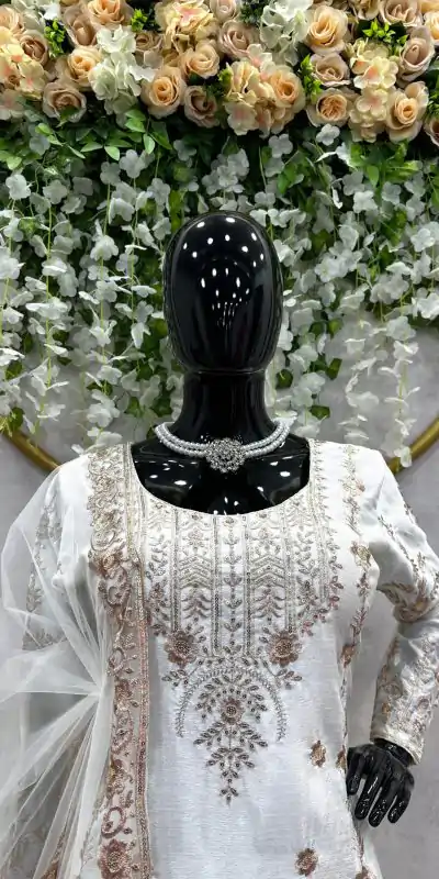 RTC 5720 White Color Chinon Silk Thread Sequence Work Salwar Suit Wedding, Party, Festive, Events Etc. Expected Delivery 4-6 Working Days @2499/- | Casual Suits, Creative suits, Designer Suits, Palazzo Suits, Patiala Suits, Salwar suit, Straight Suits