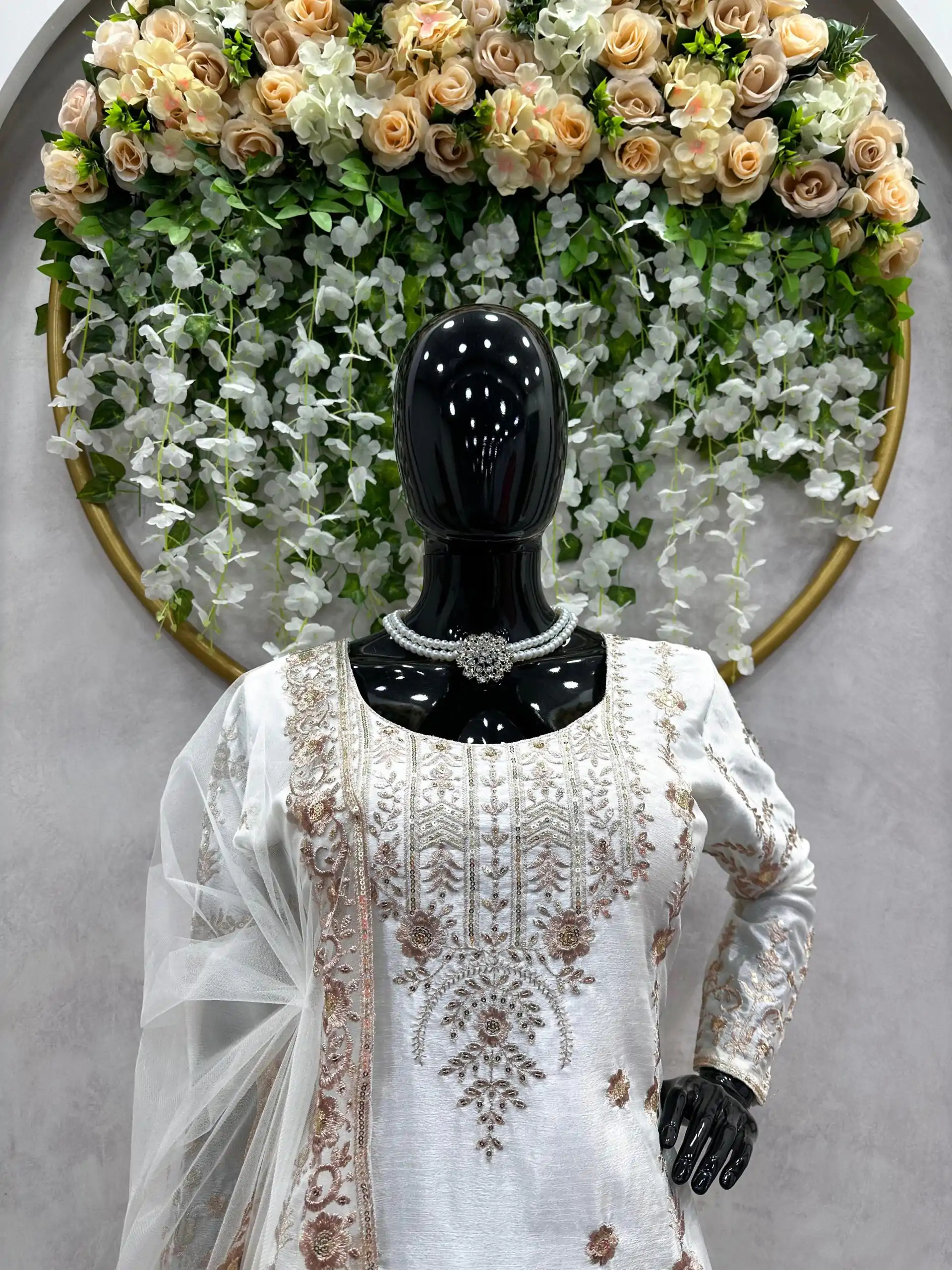 RTC 5720 White Color Chinon Silk Thread Sequence Work Salwar Suit Wedding, Party, Festive, Events Etc.   Expected Delivery 4-6 Working Days @2499/- | Casual Suits, Creative suits, Designer Suits, Palazzo Suits, Patiala Suits, Salwar suit, Straight Suits