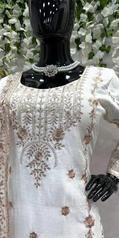 RTC 5720 White Color Chinon Silk Thread Sequence Work Salwar Suit Wedding, Party, Festive, Events Etc. Expected Delivery 4-6 Working Days @2499/- | Casual Suits, Creative suits, Designer Suits, Palazzo Suits, Patiala Suits, Salwar suit, Straight Suits