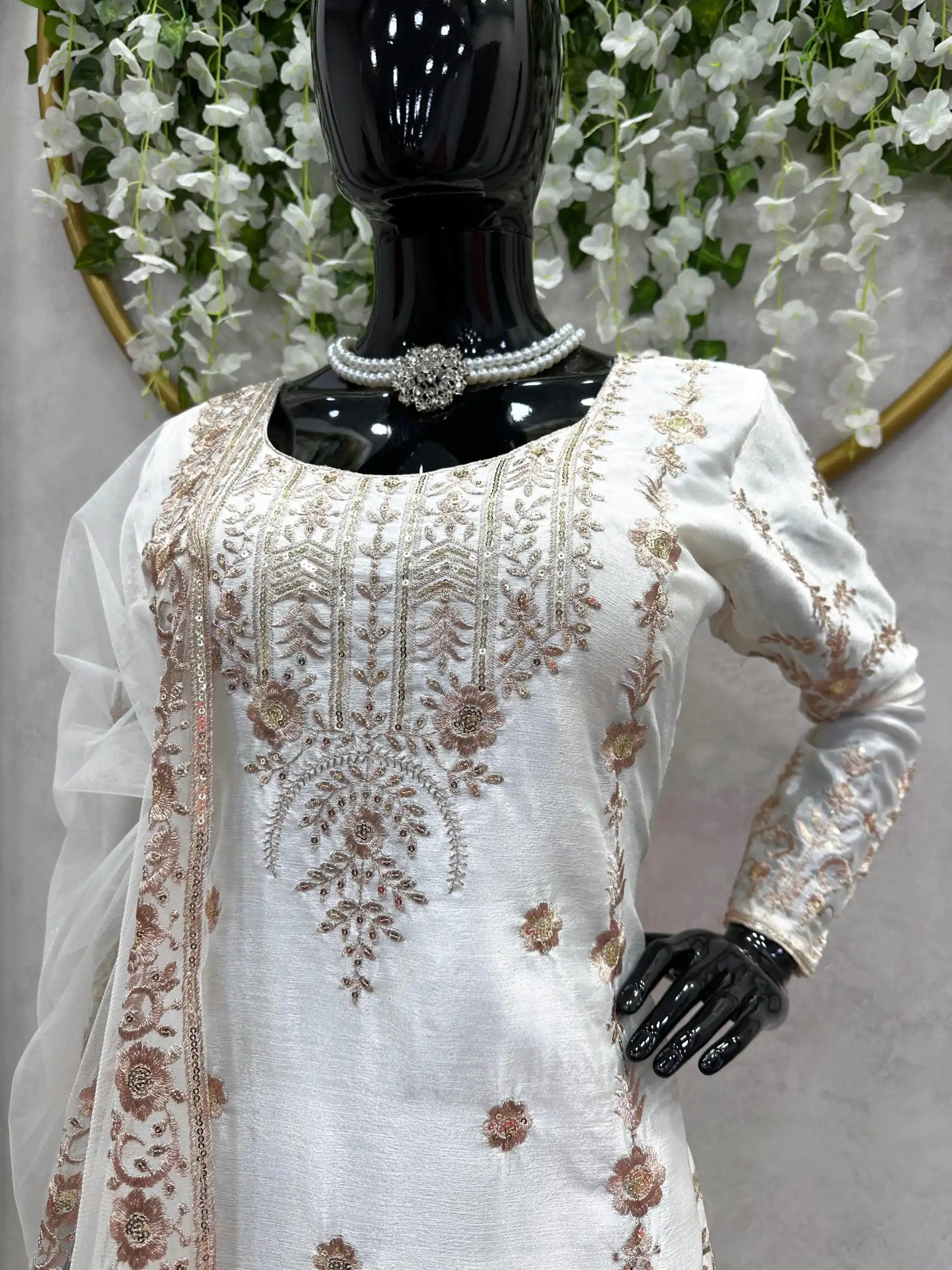 RTC 5720 White Color Chinon Silk Thread Sequence Work Salwar Suit Wedding, Party, Festive, Events Etc.   Expected Delivery 4-6 Working Days @2499/- | Casual Suits, Creative suits, Designer Suits, Palazzo Suits, Patiala Suits, Salwar suit, Straight Suits