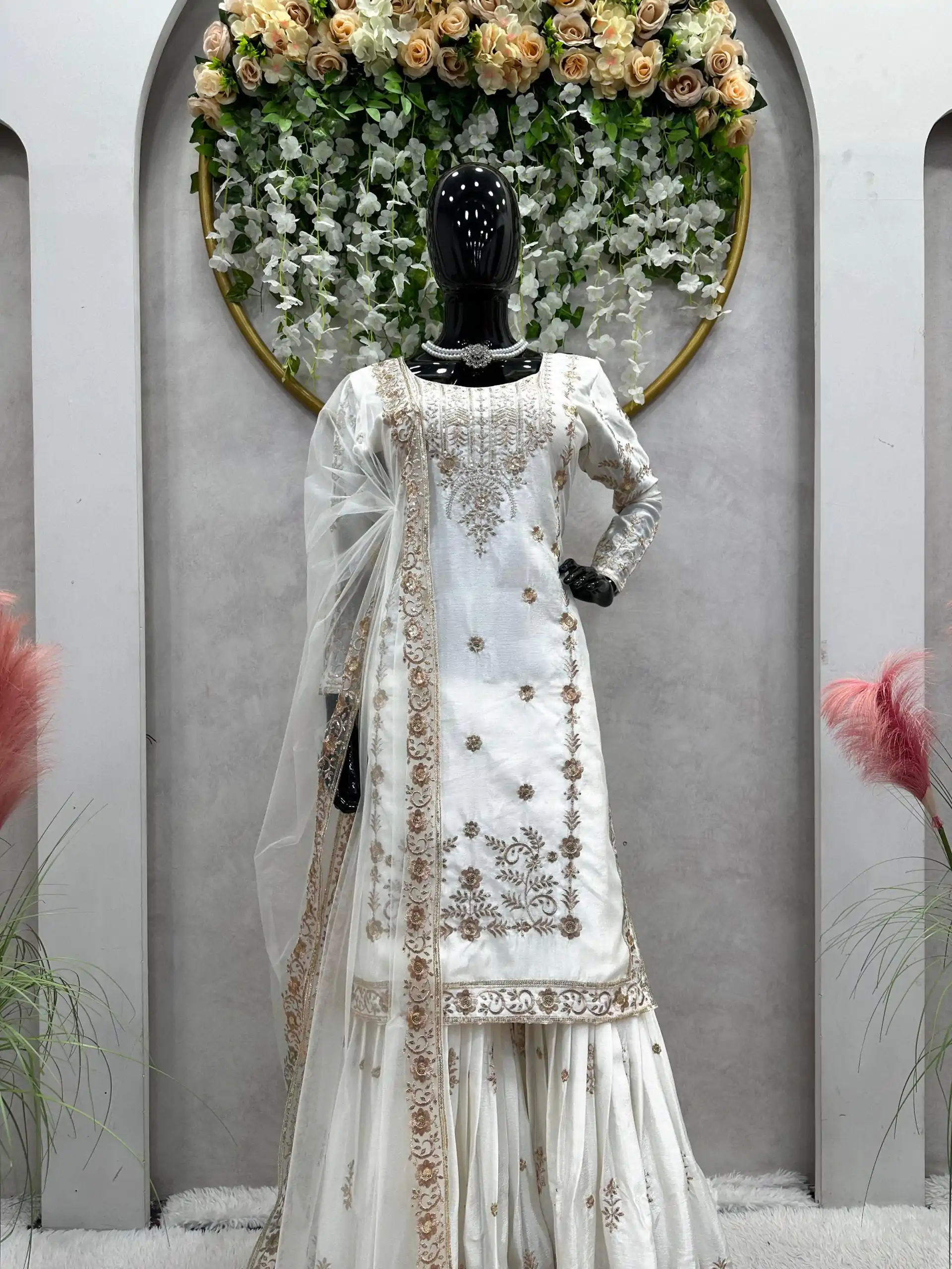 RTC 5720 White Color Chinon Silk Thread Sequence Work Salwar Suit Wedding, Party, Festive, Events Etc.   Expected Delivery 4-6 Working Days @2499/- | Casual Suits, Creative suits, Designer Suits, Palazzo Suits, Patiala Suits, Salwar suit, Straight Suits