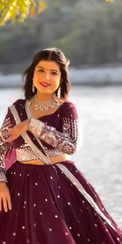 Ram 012 Maroon Color Georgette Sequence Thread Lehenga Choli Casual, Wedding, Festive, Events Expected Delivery 4-6 Working Days @2649/- | Bollywood Lehenga, Creative Lehenga, Designer Lehenga, Embroidered Lehenga, Lehenga, Party Wear Lehenga