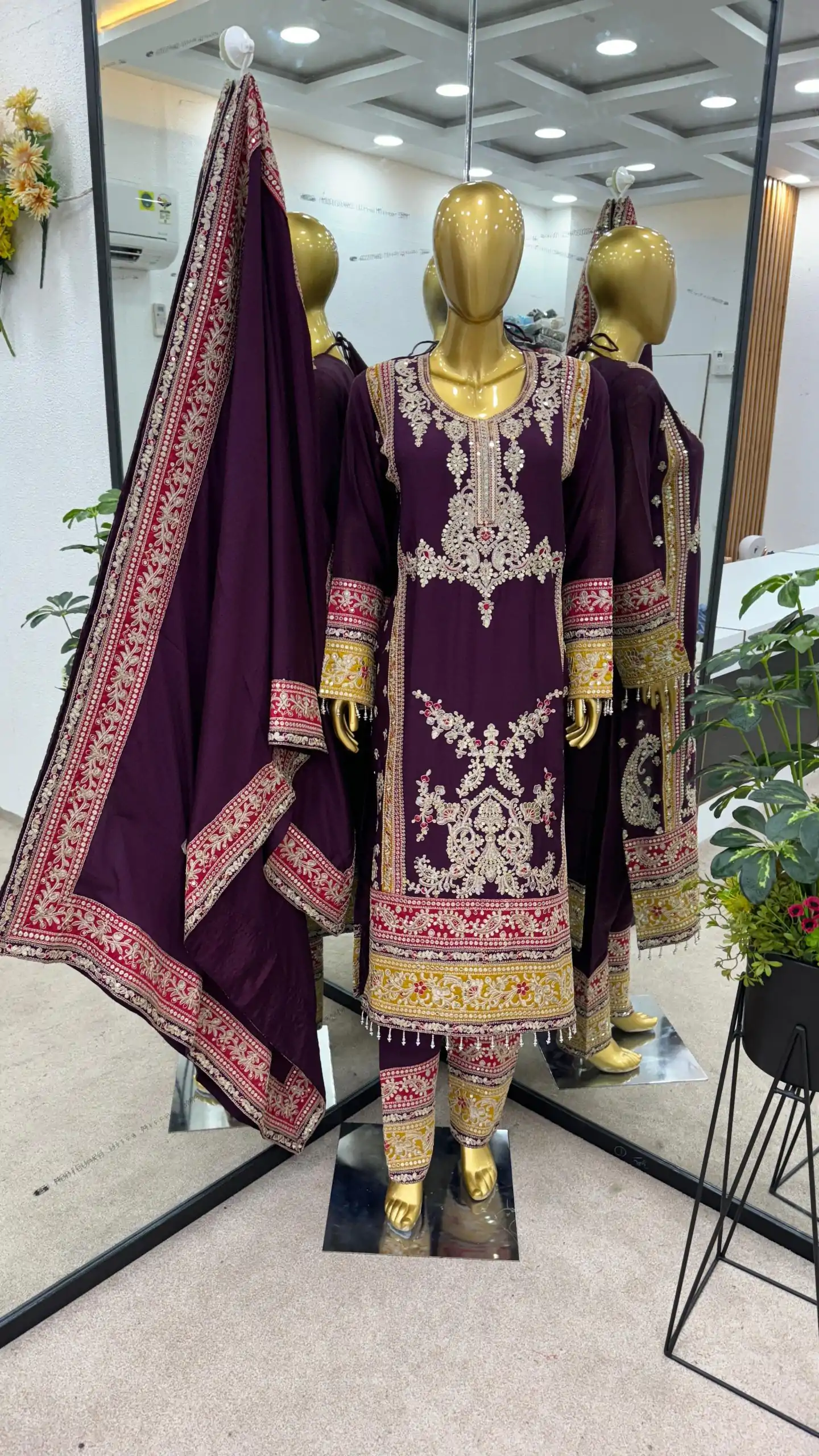 ZF 376 Purple Color Chinnon Silk Embroidery Sequence Salwar Suit Casual, Wedding, Party, Events Etc. Expected Delivery 4-6 Working Days 2599/- | Jump Suits, Casual Suits, Creative suits, Designer Suits, Palazzo Suits, Party Wear Suits, Patiala Suits, Salwar suit, Straight Suits