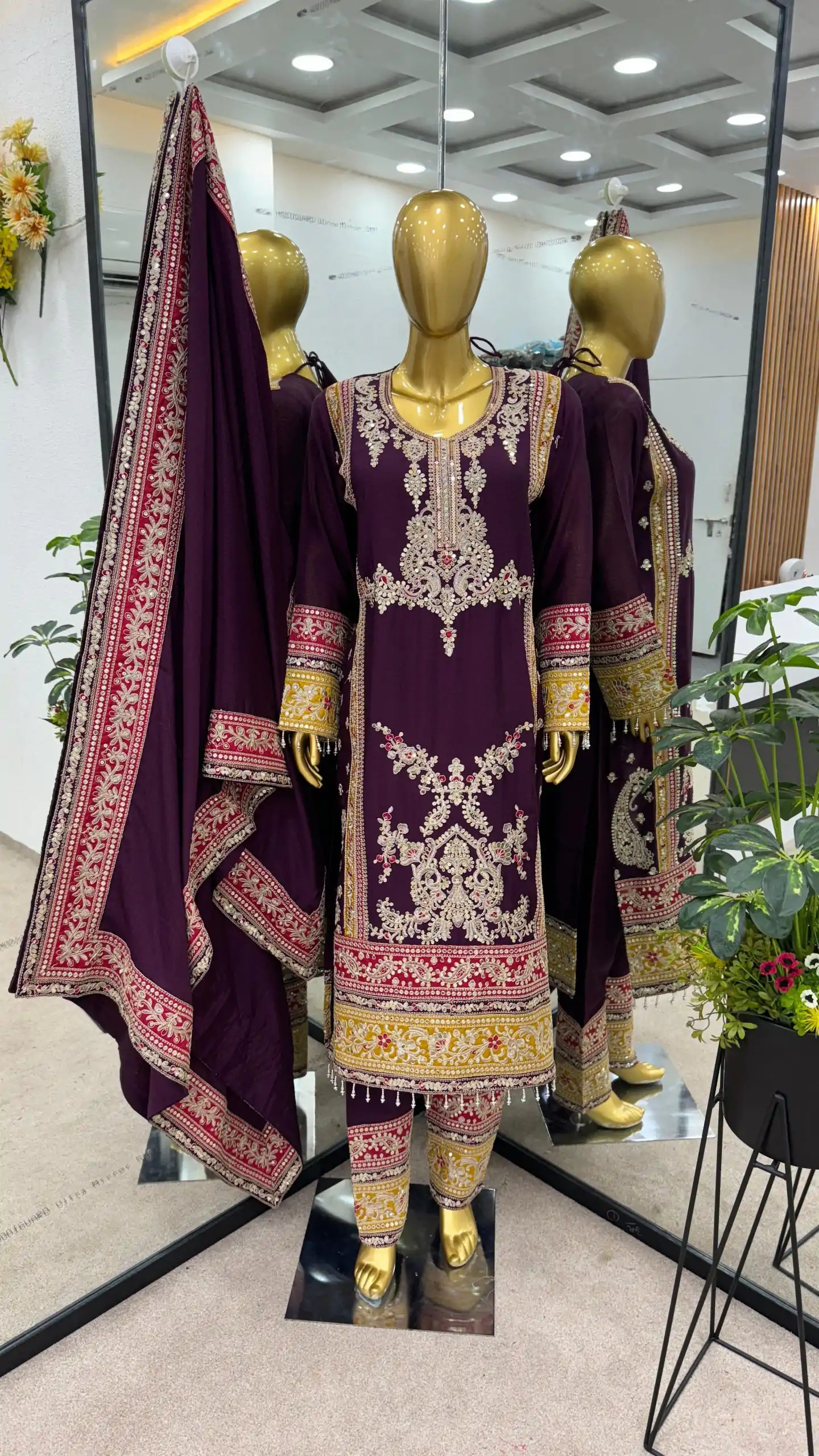 ZF 376 Purple Color Chinnon Silk Embroidery Sequence Salwar Suit Casual, Wedding, Party, Events Etc. Expected Delivery 4-6 Working Days 2599/- | Jump Suits, Casual Suits, Creative suits, Designer Suits, Palazzo Suits, Party Wear Suits, Patiala Suits, Salwar suit, Straight Suits
