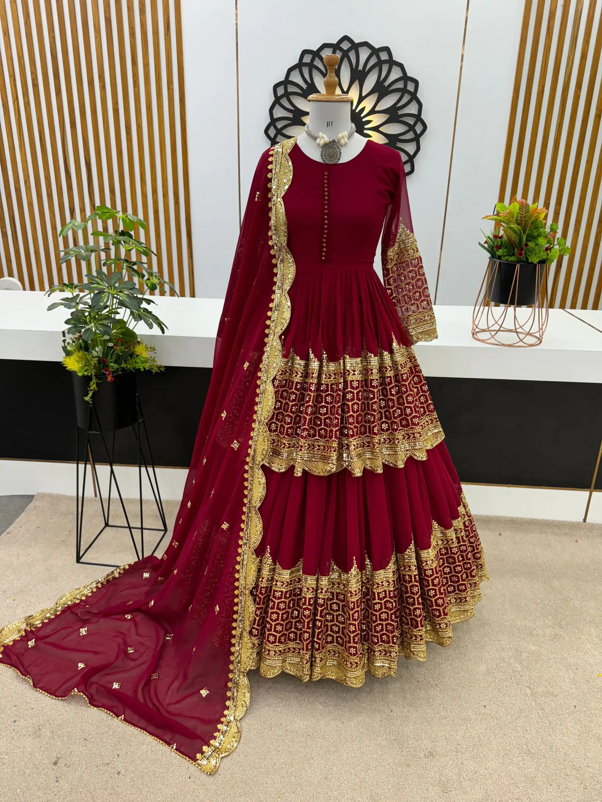 ZF 362 Red Color Faux Georgette With Heavy Embroidery Sequence Work Lehenga Choli Wedding, Party, Events Etc. Expected Delivery 4-6 Working Days 2099/- | Bollywood Lehenga, Creative Lehenga, Designer Lehenga, Embroidered Lehenga, Lehenga, Party Wear Lehenga