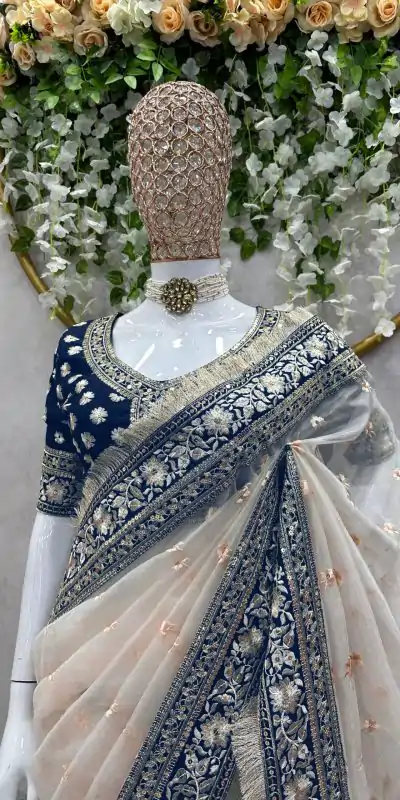 KD 478 Cream Color Tissue Silk Thread Sequence Work Saree Casual, Party Wear, Wedding, Events Etc. Expected Delivery 4-6 Working Days @2349/- | Bollywood Sarees, Creative Sarees, Designer Sarees, Embroidered Sarees, Ethnic Saree, Modern Digital sarees, Party Wear Sarees, Sarees