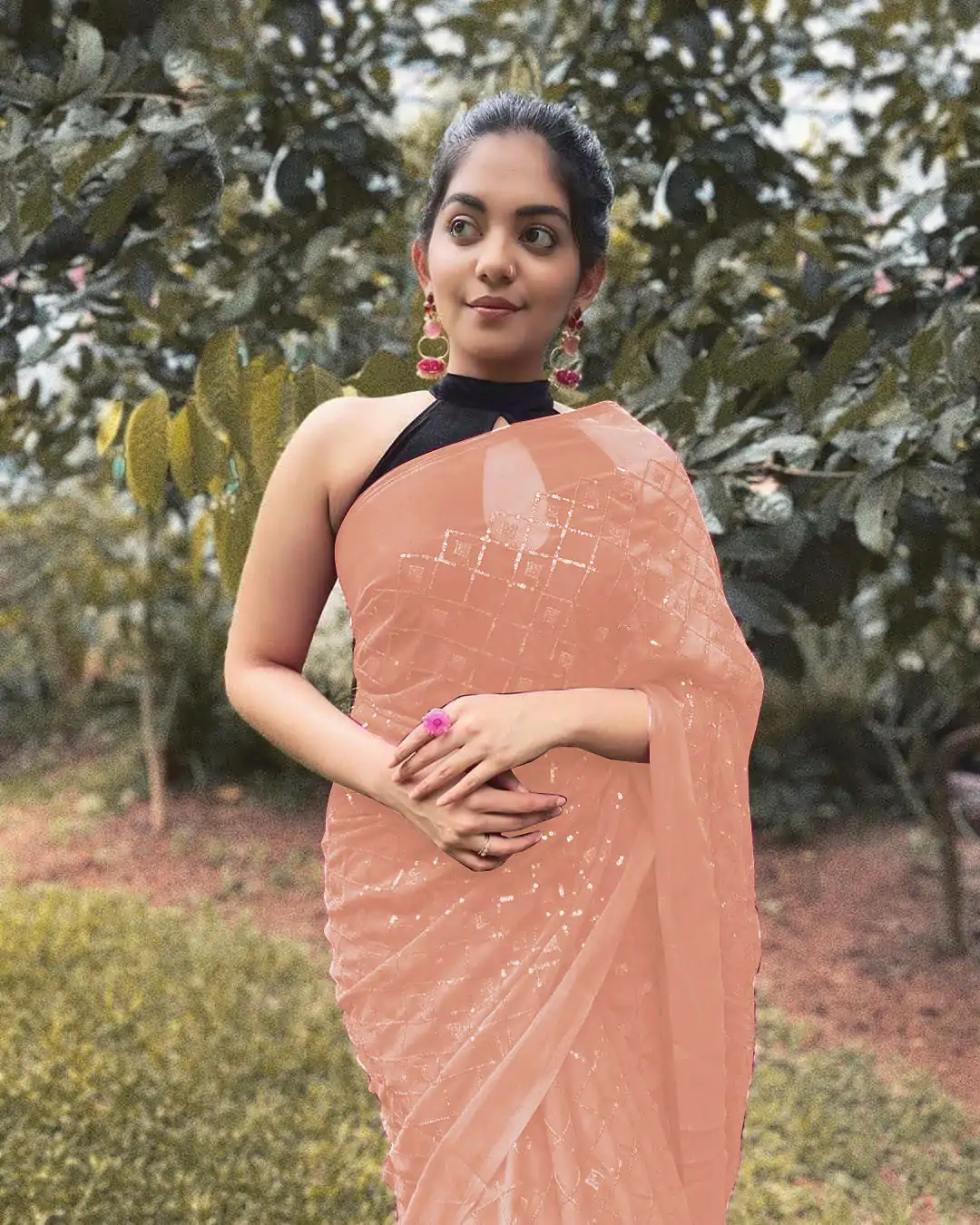 KT 201 Light Orange Color Georgette Fancy Sequence Work Saree Casual, Party Wear, Wedding Expected Delivery 4-6 Working Days@1649/- | Bollywood Sarees, Creative Sarees, Designer Sarees, Embroidered Sarees, Party Wear Sarees, Sarees