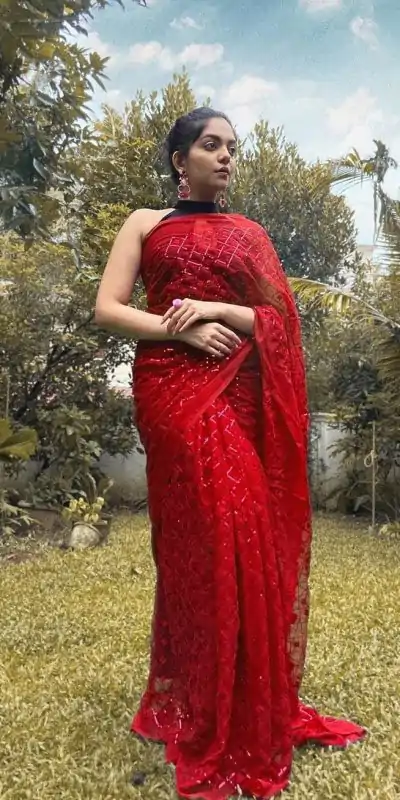 KT 201 Red Color Georgette Fancy Sequence Work Saree Casual, Party Wear, Wedding   Expected Delivery 4-6 Working Days@1649/- | Bollywood Sarees, Creative Sarees, Designer Sarees, Embroidered Sarees, Party Wear Sarees, Sarees