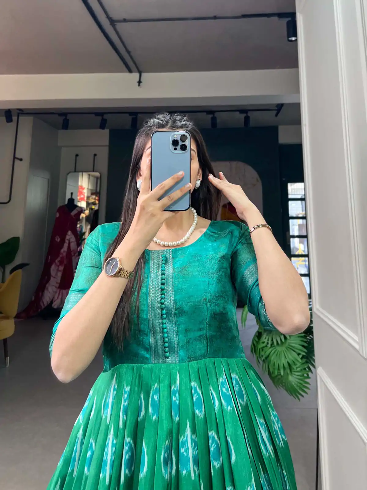 YNF 5010 Green Color Dola Silk Printed with Zari Border Gown Casual, Wedding, Festive, Events, Designer Party Wear, Delivery 4-6 Working Days @1749 | Bollywood Gowns, Creative Gowns, Designer Gowns, Embroidered Gowns, Gowns, Party Wear Gowns