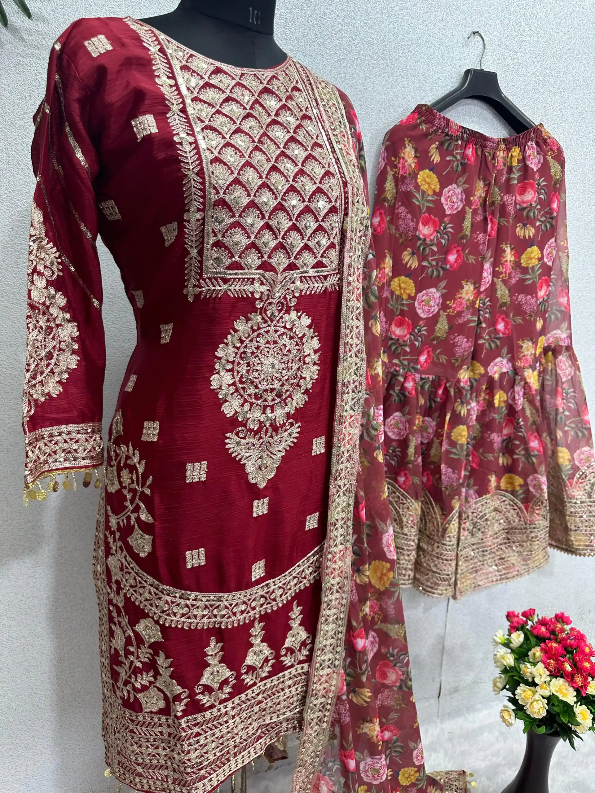 KF 1640 Maroon Color Heavy Chinon Silk Sequins Work Salwar Suit Wedding, Party, Festive, Events Etc. Expected Delivery 4-6 Working Days @2399/-Only | Casual Suits, Creative suits, Designer Suits, Palazzo Suits, Party Wear Suits, Salwar suit, Straight Suits