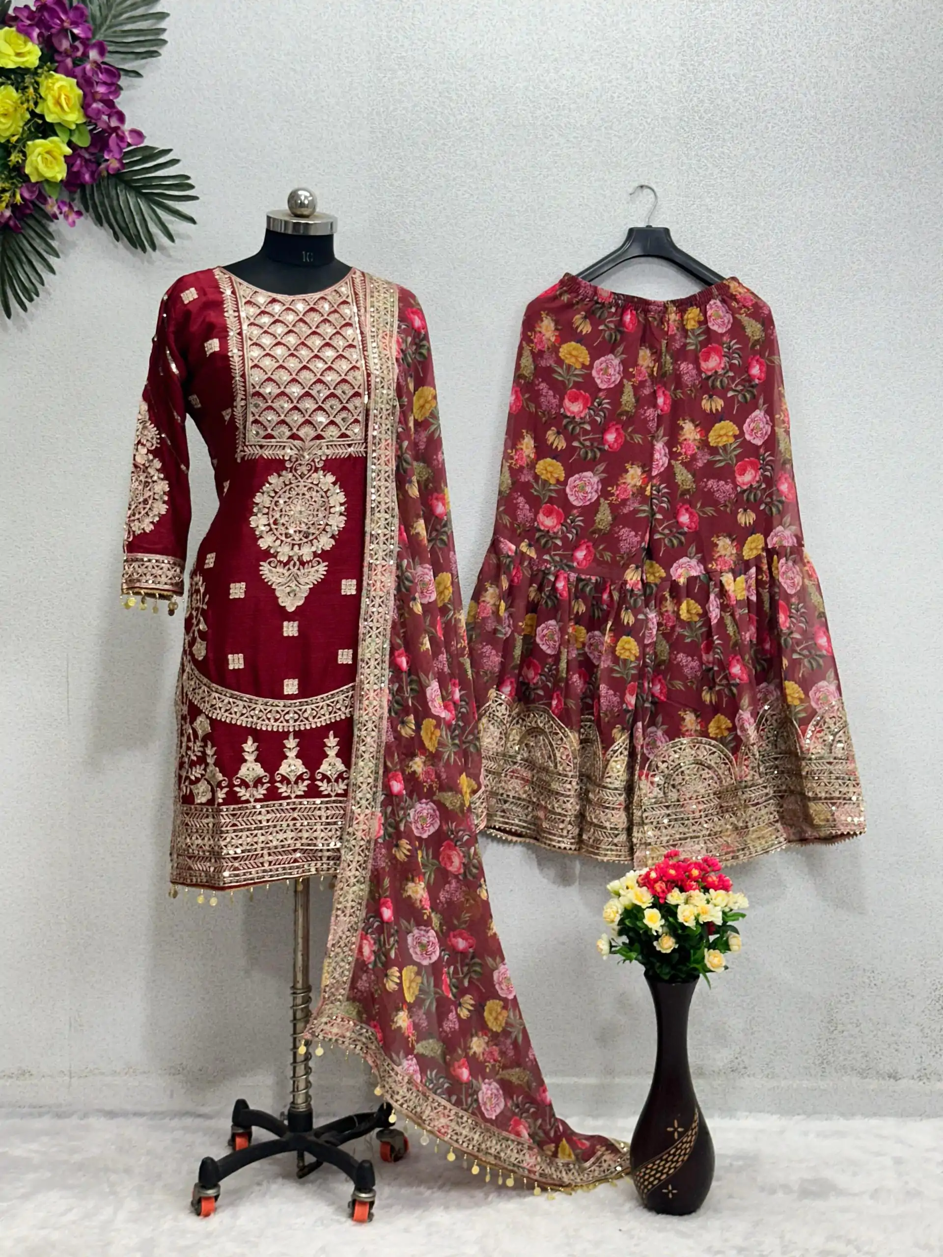 KF 1640 Maroon Color Heavy Chinon Silk Sequins Work Salwar Suit Wedding, Party, Festive, Events Etc. Expected Delivery 4-6 Working Days @2399/-Only | Casual Suits, Creative suits, Designer Suits, Palazzo Suits, Party Wear Suits, Salwar suit, Straight Suits