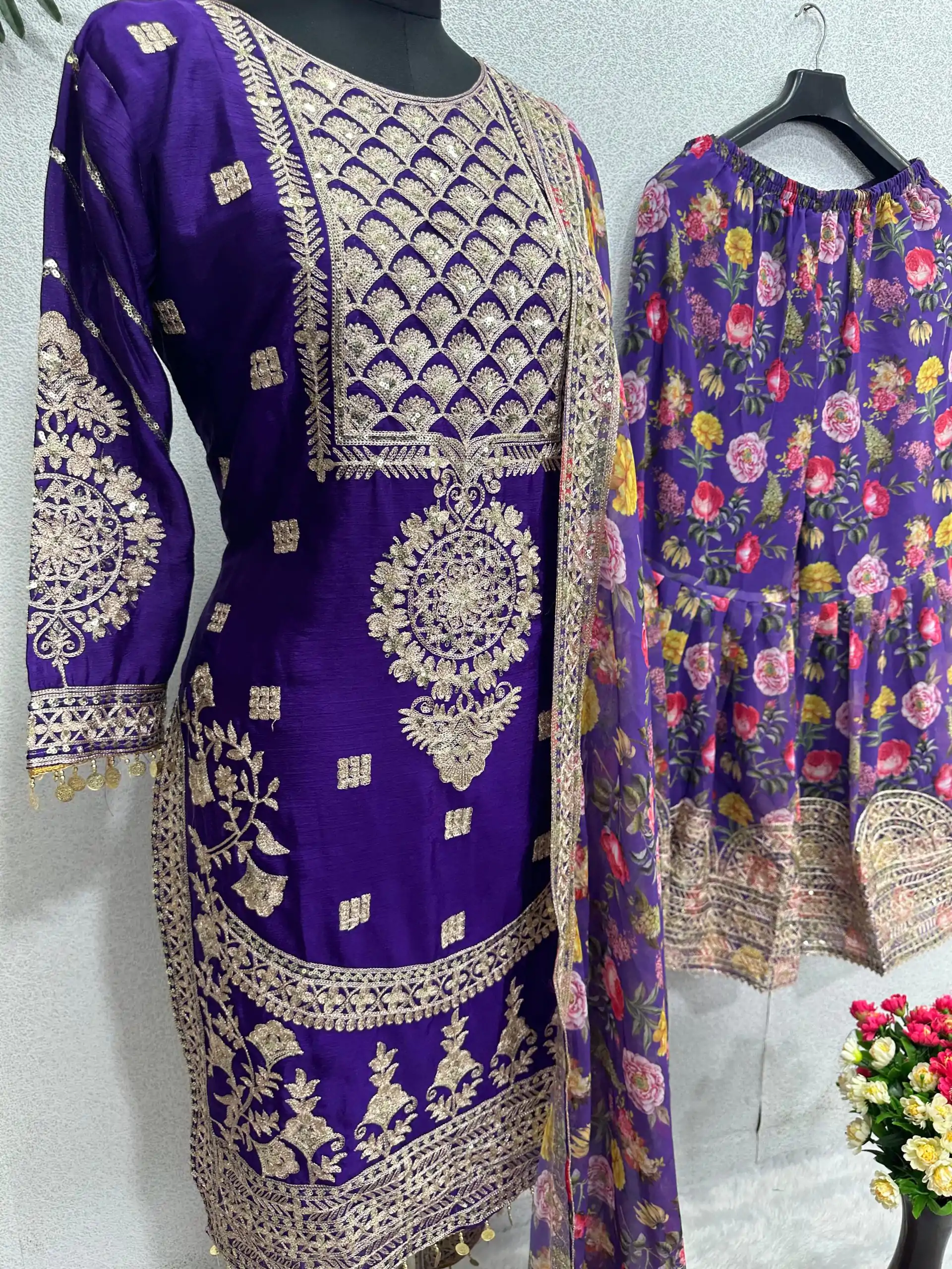 KF 1640 Violet Color Heavy Chinon Silk Sequins Work Salwar Suit Wedding, Party, Festive, Events Etc.  Expected Delivery 4-6 Working Days @2399/-Only | Casual Suits, Creative suits, Designer Suits, Palazzo Suits, Party Wear Suits, Salwar suit, Straight Suits
