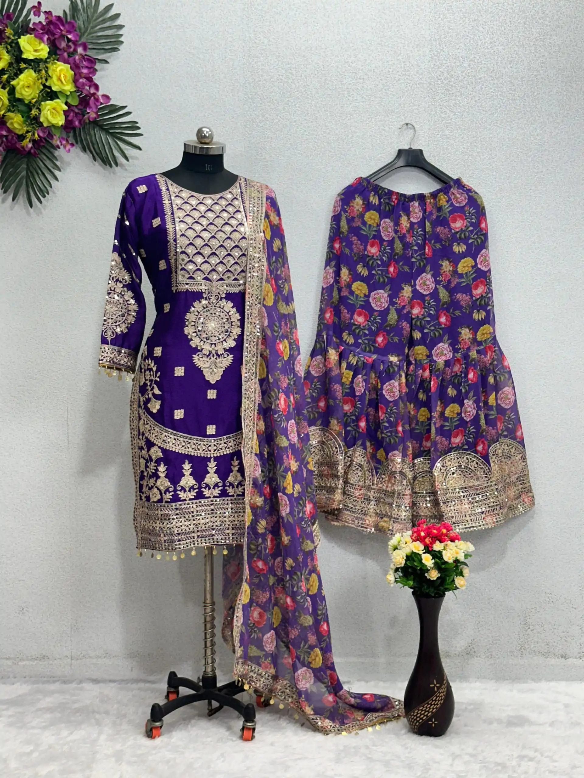 KF 1640 Violet Color Heavy Chinon Silk Sequins Work Salwar Suit Wedding, Party, Festive, Events Etc.  Expected Delivery 4-6 Working Days @2399/-Only | Casual Suits, Creative suits, Designer Suits, Palazzo Suits, Party Wear Suits, Salwar suit, Straight Suits