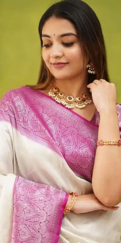 KP 5057 White Color Soft Lichi Silk Jacquard On All Over Saree Casual, Party Wear, Wedding, Events Etc. Expected Delivery 4-6 Working Days @1499/- | Bollywood Sarees, Creative Sarees, Designer Sarees, Embroidered Sarees, Ethnic Saree, Modern Digital sarees, Party Wear Sarees, Sarees