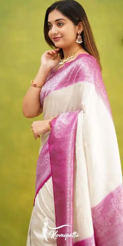 KP 5057 White Color Soft Lichi Silk Jacquard On All Over Saree Casual, Party Wear, Wedding, Events Etc. Expected Delivery 4-6 Working Days @1499/- | Bollywood Sarees, Creative Sarees, Designer Sarees, Embroidered Sarees, Ethnic Saree, Modern Digital sarees, Party Wear Sarees, Sarees