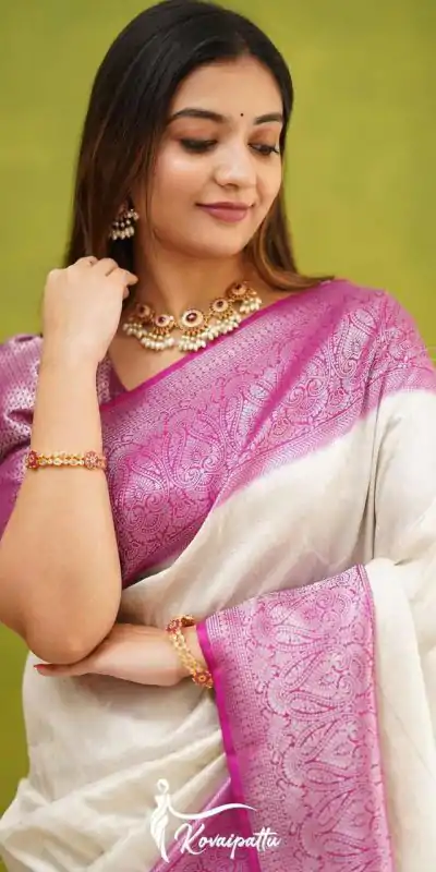 KP 5057 White Color Soft Lichi Silk Jacquard On All Over Saree Casual, Party Wear, Wedding, Events Etc. Expected Delivery 4-6 Working Days @1499/- | Bollywood Sarees, Creative Sarees, Designer Sarees, Embroidered Sarees, Ethnic Saree, Modern Digital sarees, Party Wear Sarees, Sarees