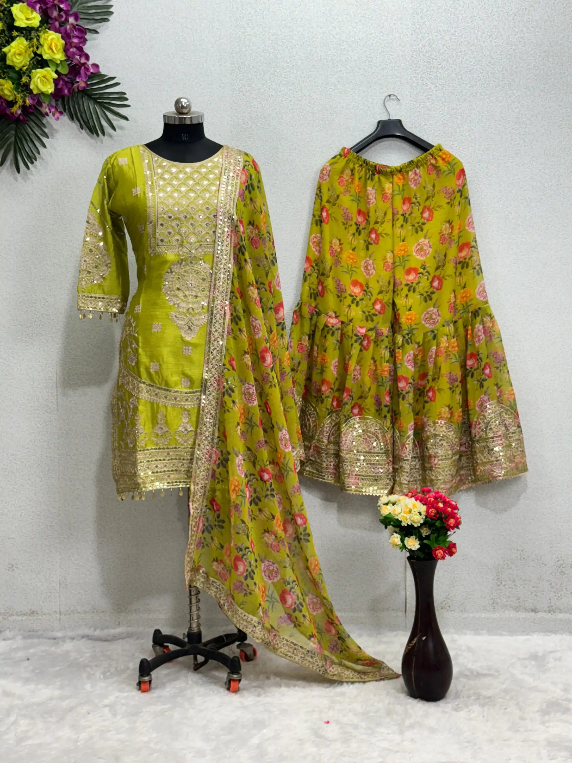 KF 1640 Yellow Color Heavy Chinon Silk Sequins Work Salwar Suit Wedding, Party, Festive, Events Etc.  Expected Delivery 4-6 Working Days @2399/-Only | Casual Suits, Creative suits, Designer Suits, Palazzo Suits, Party Wear Suits, Salwar suit, Straight Suits