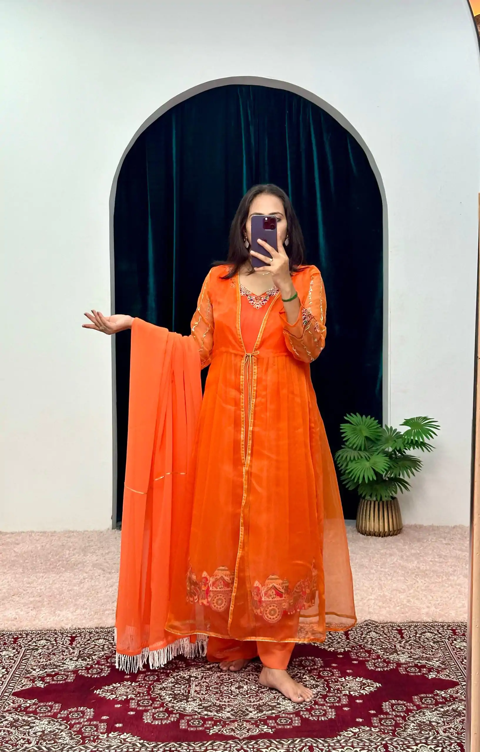 ST 1052 Orange Color Chine Stitched Less Work Salwar Suit Casual, Wedding, Party, Festive, Events Etc. Expected Delivery 4-6 Working Days @2099/- | Casual Suits, Creative suits, Designer Suits, Palazzo Suits, Party Wear Suits, Patiala Suits, Salwar suit, Straight Suits