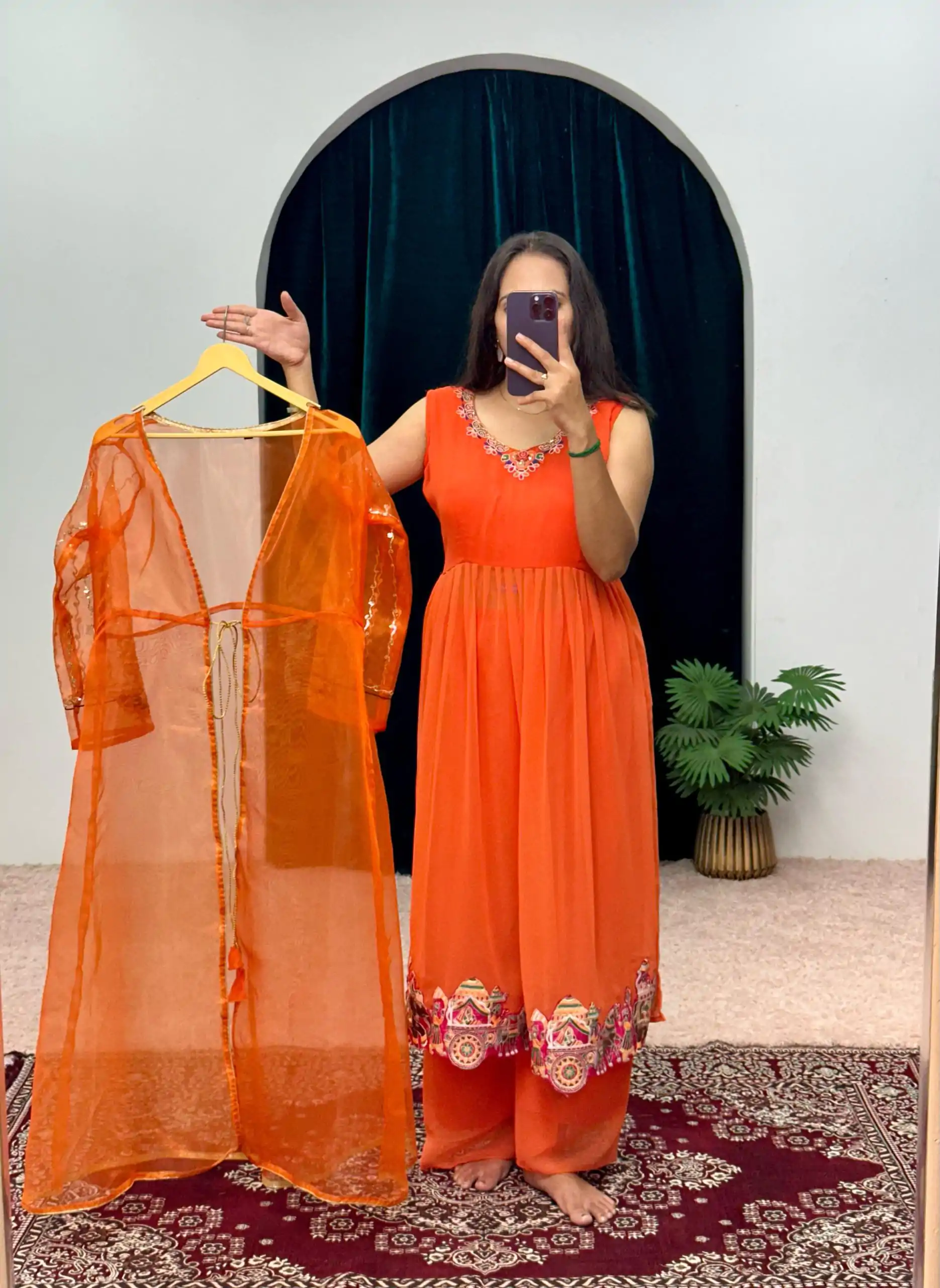 ST 1052 Orange Color Chine Stitched Less Work Salwar Suit Casual, Wedding, Party, Festive, Events Etc. Expected Delivery 4-6 Working Days @2099/- | Casual Suits, Creative suits, Designer Suits, Palazzo Suits, Party Wear Suits, Patiala Suits, Salwar suit, Straight Suits