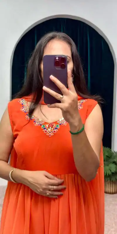 ST 1052 Orange Color Chine Stitched Less Work Salwar Suit Casual, Wedding, Party, Festive, Events Etc. Expected Delivery 4-6 Working Days @2099/- | Casual Suits, Creative suits, Designer Suits, Palazzo Suits, Party Wear Suits, Patiala Suits, Salwar suit, Straight Suits