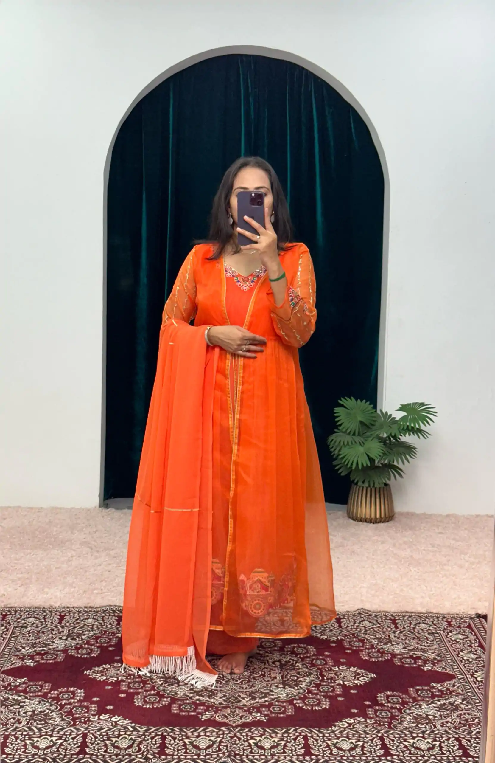 ST 1052 Orange Color Chine Stitched Less Work Salwar Suit Casual, Wedding, Party, Festive, Events Etc. Expected Delivery 4-6 Working Days @2099/- | Casual Suits, Creative suits, Designer Suits, Palazzo Suits, Party Wear Suits, Patiala Suits, Salwar suit, Straight Suits