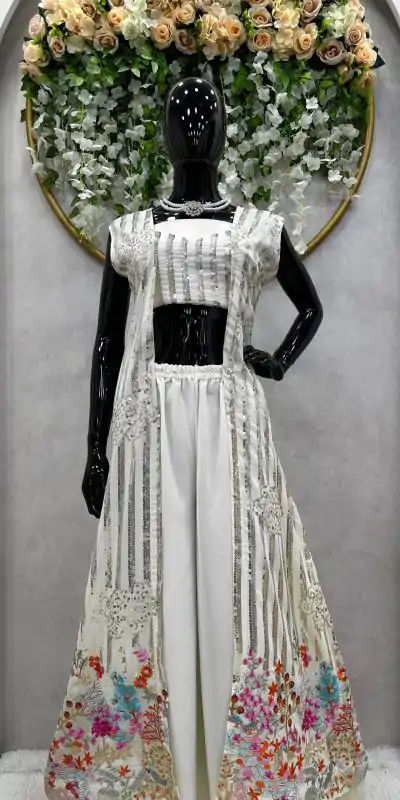 RTC 5717 White Color Foix Georgette Thread Sequence Work Salwar Suit Wedding, Party, Festive, Events Etc. Expected Delivery 4-6 Working Days @2199/- | Jump Suits, Casual Suits, Creative suits, Designer Suits, Palazzo Suits, Party Wear Suits, Patiala Suits, Salwar suit, Straight Suits