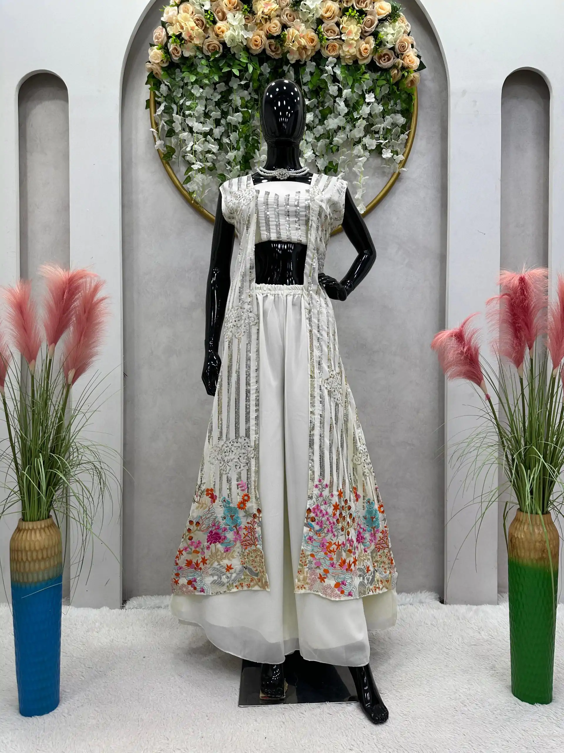 RTC 5717 White Color Foix Georgette Thread Sequence Work Salwar Suit Wedding, Party, Festive, Events Etc. Expected Delivery 4-6 Working Days @2199/- | Jump Suits, Casual Suits, Creative suits, Designer Suits, Palazzo Suits, Party Wear Suits, Patiala Suits, Salwar suit, Straight Suits