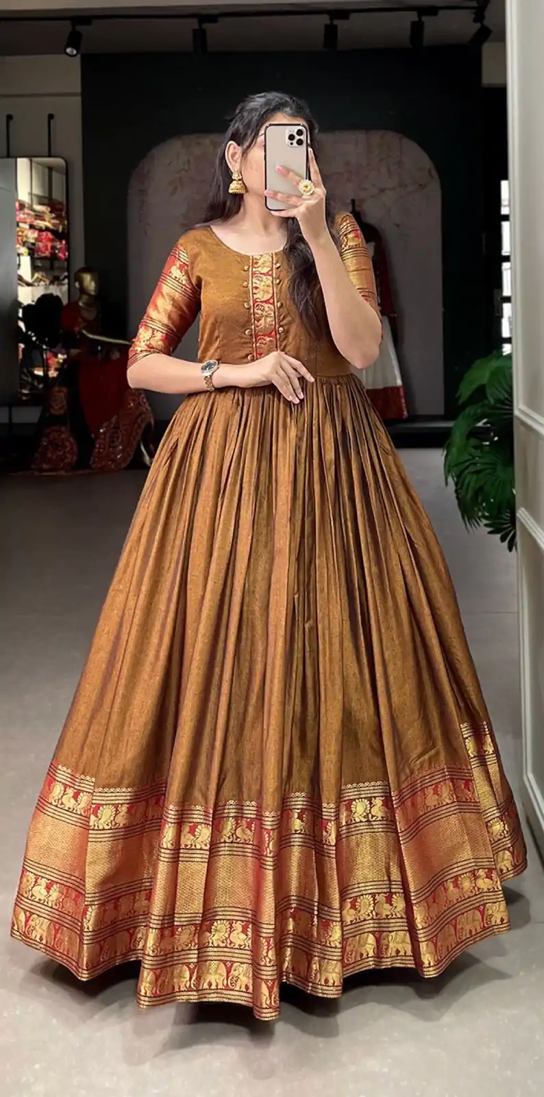 YNF 5313 Mustard Color Narayan Pet Zari Weaving Work Gown Casual, Wedding, Festive, Events, Designer Party Wear, Delivery 4-6 Working Days @1899 | Bollywood Gowns, Creative Gowns, Designer Gowns, Embroidered Gowns, Gowns, Party Wear Gowns