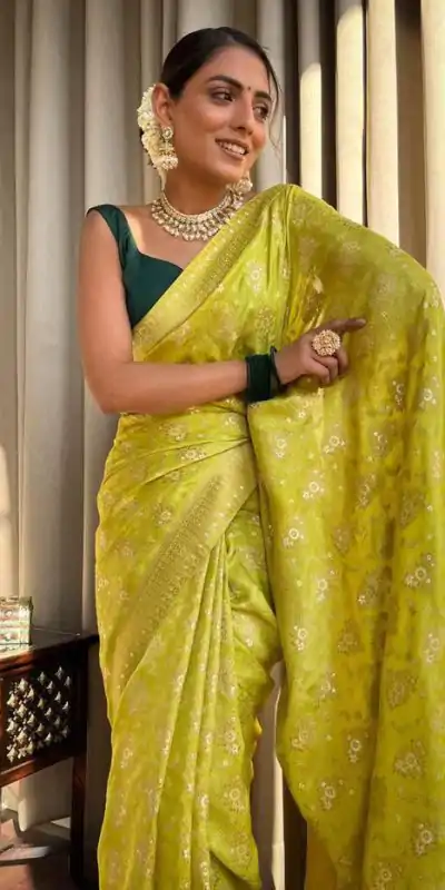 KP 5079 Mustard Color Soft Lichi Silk Jacquard On All Over Saree Casual, Party Wear, Wedding, Events Etc. Expected Delivery 4-6 Working Days @1449/- | Bollywood Sarees, Creative Sarees, Designer Sarees, Embroidered Sarees, Ethnic Saree, Modern Digital sarees, Party Wear Sarees, Sarees