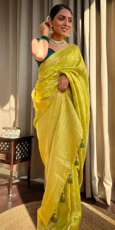 KP 5079 Mustard Color Soft Lichi Silk Jacquard On All Over Saree Casual, Party Wear, Wedding, Events Etc. Expected Delivery 4-6 Working Days @1449/- | Bollywood Sarees, Creative Sarees, Designer Sarees, Embroidered Sarees, Ethnic Saree, Modern Digital sarees, Party Wear Sarees, Sarees