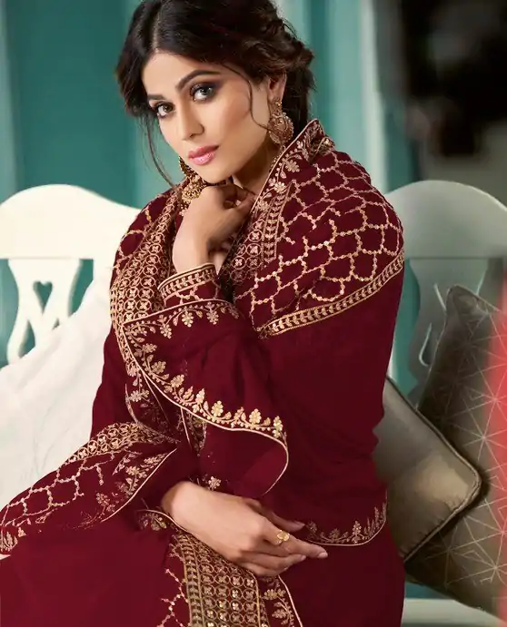FC ASHIRWAD 8338 Maroon Color Georgette Embroidery Sequence Sharara Suit Wedding, Party, Festive Expected Delivery 4-6 Working Days @2549/- | Jump Suits, Casual Suits, Creative suits, Designer Suits, Palazzo Suits, Party Wear Suits, Patiala Suits, Salwar suit, Straight Suits