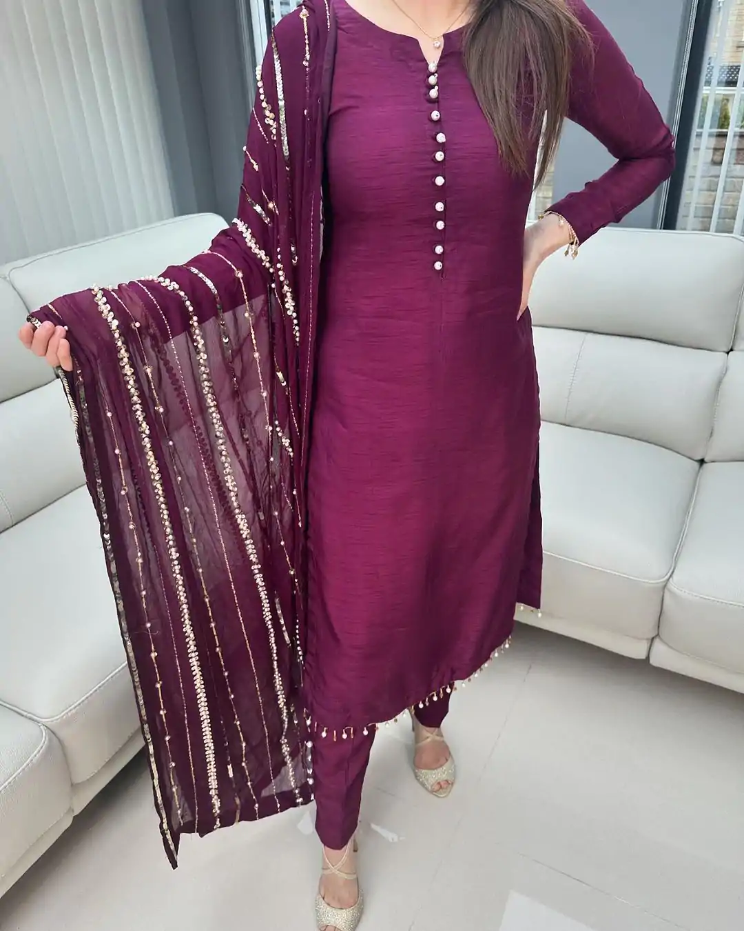 SRK 5161 Purple Color Chinnon Silk Embroidery Coding Dori Salwar Suit Wedding, Party, Festive, Events Expected Delivery 4-6 Working Days @ 1899/- | Jump Suits, Casual Suits, Creative suits, Designer Suits, Palazzo Suits, Party Wear Suits, Patiala Suits, Salwar suit, Straight Suits