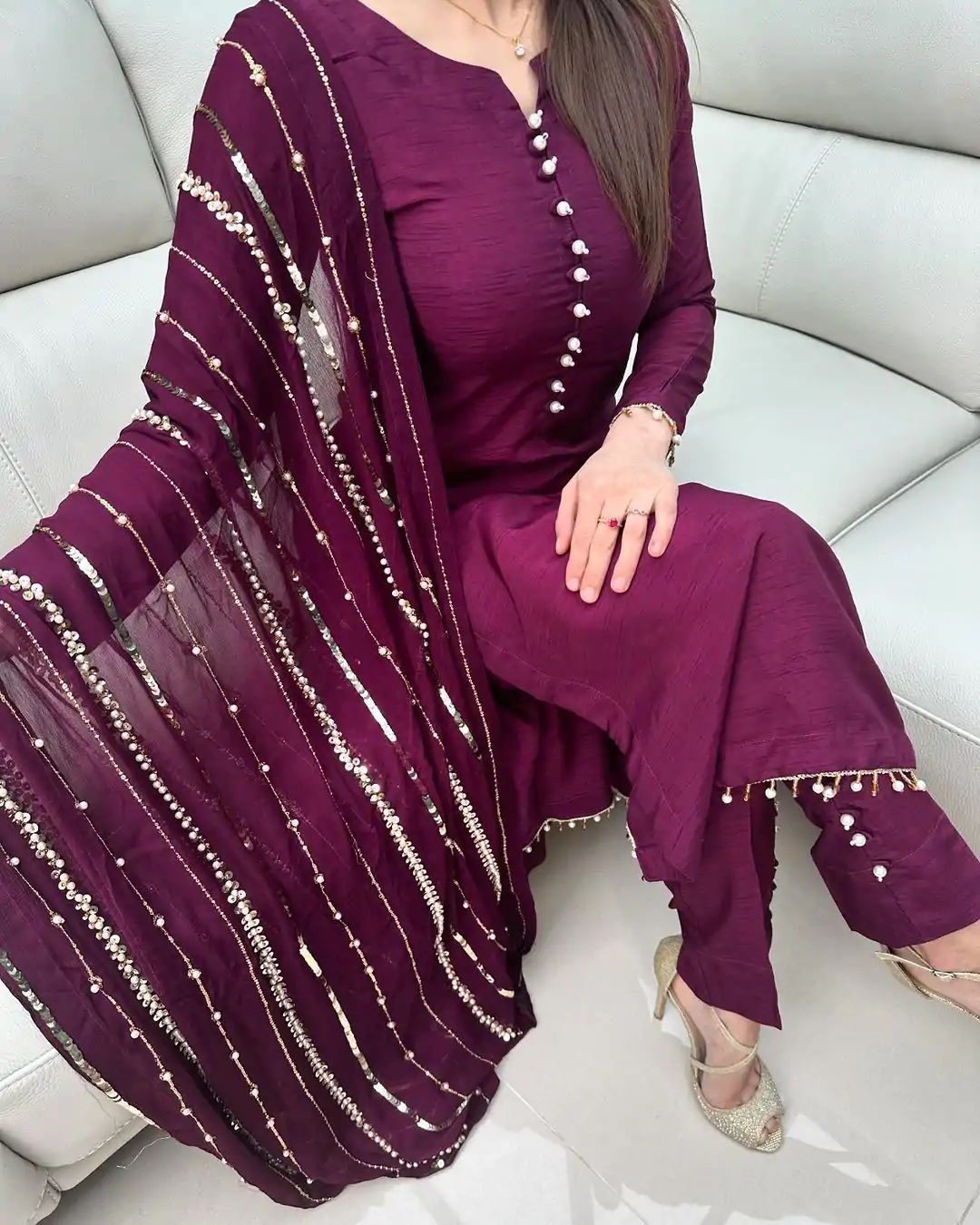 SRK 5161 Purple Color Chinnon Silk Embroidery Coding Dori Salwar Suit Wedding, Party, Festive, Events Expected Delivery 4-6 Working Days @ 1899/- | Jump Suits, Casual Suits, Creative suits, Designer Suits, Palazzo Suits, Party Wear Suits, Patiala Suits, Salwar suit, Straight Suits