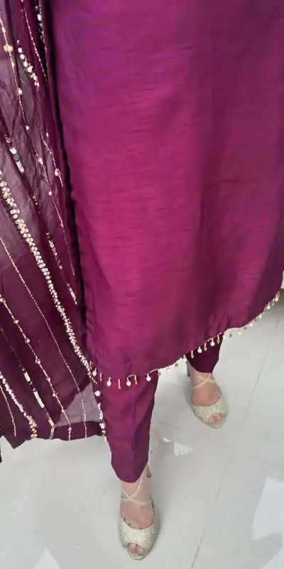 SRK 5161 Purple Color Chinnon Silk Embroidery Coding Dori Salwar Suit Wedding, Party, Festive, Events Expected Delivery 4-6 Working Days @ 1899/- | Jump Suits, Casual Suits, Creative suits, Designer Suits, Palazzo Suits, Party Wear Suits, Patiala Suits, Salwar suit, Straight Suits