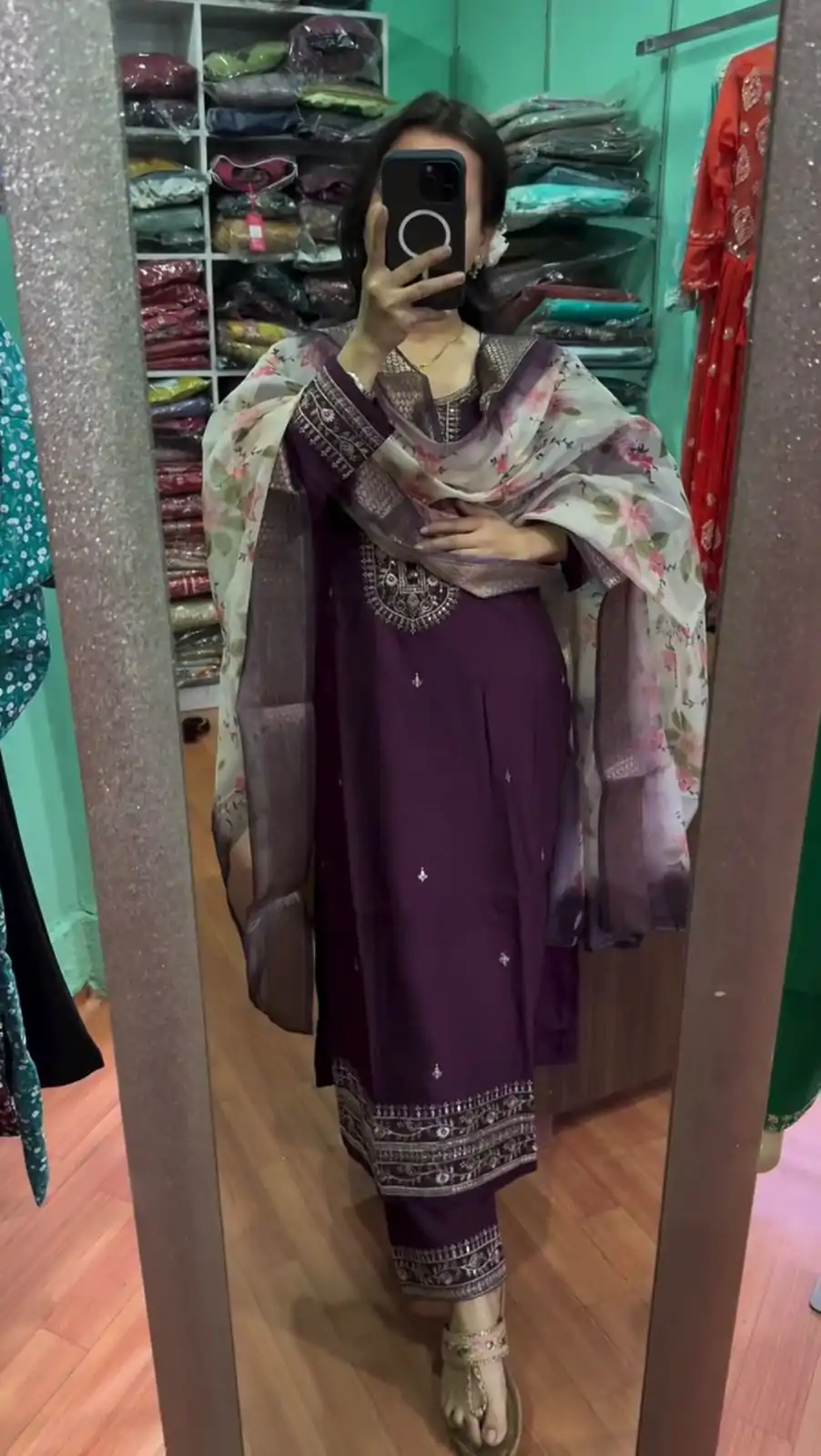 AD 164 Purple Color Chinon Silk Embroidery Work Sharara Suit Casual, Wedding, Party, Festive, Events Etc. Expected Delivery 4-6 Working Days @1949/- | Jump Suits, Casual Suits, Creative suits, Designer Suits, Palazzo Suits, Party Wear Suits, Patiala Suits, Salwar suit, Straight Suits