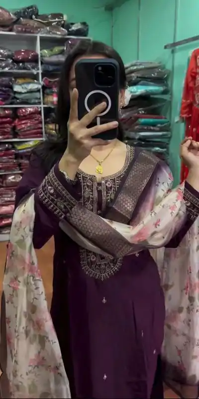 AD 164 Purple Color Chinon Silk Embroidery Work Sharara Suit Casual, Wedding, Party, Festive, Events Etc. Expected Delivery 4-6 Working Days @1949/- | Jump Suits, Casual Suits, Creative suits, Designer Suits, Palazzo Suits, Party Wear Suits, Patiala Suits, Salwar suit, Straight Suits
