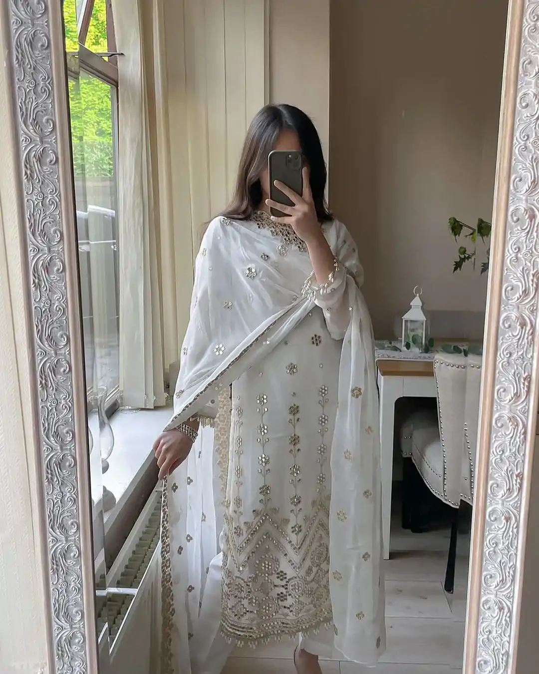 VLM 203 White Color Georgette Embroidery Sequence Salwar Suit Wedding, Party, Festive, Events Expected Delivery 4-6 Working Days @ 1999/- Only | Casual Suits, Creative suits, Designer Suits, Party Wear Suits, Salwar suit, Straight Suits