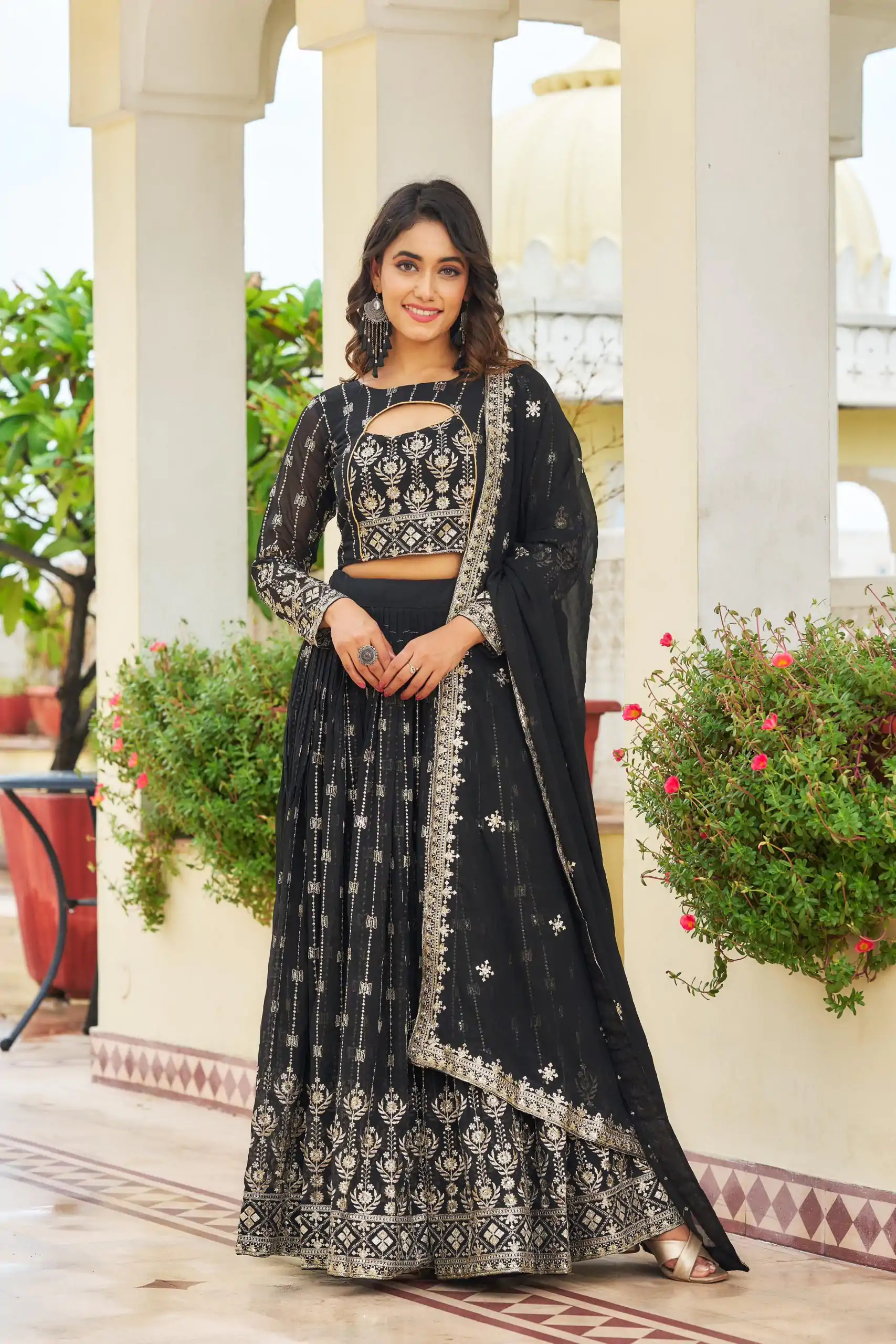Ram 021 Black Color Georgette Sequence Embroidery Lehenga Choli Casual, Wedding, Festive, Events Expected Delivery 4-6 Working Days @3049/- | Creative Lehenga, Designer Lehenga, Embroidered Lehenga, Lehenga, Party Wear Lehenga