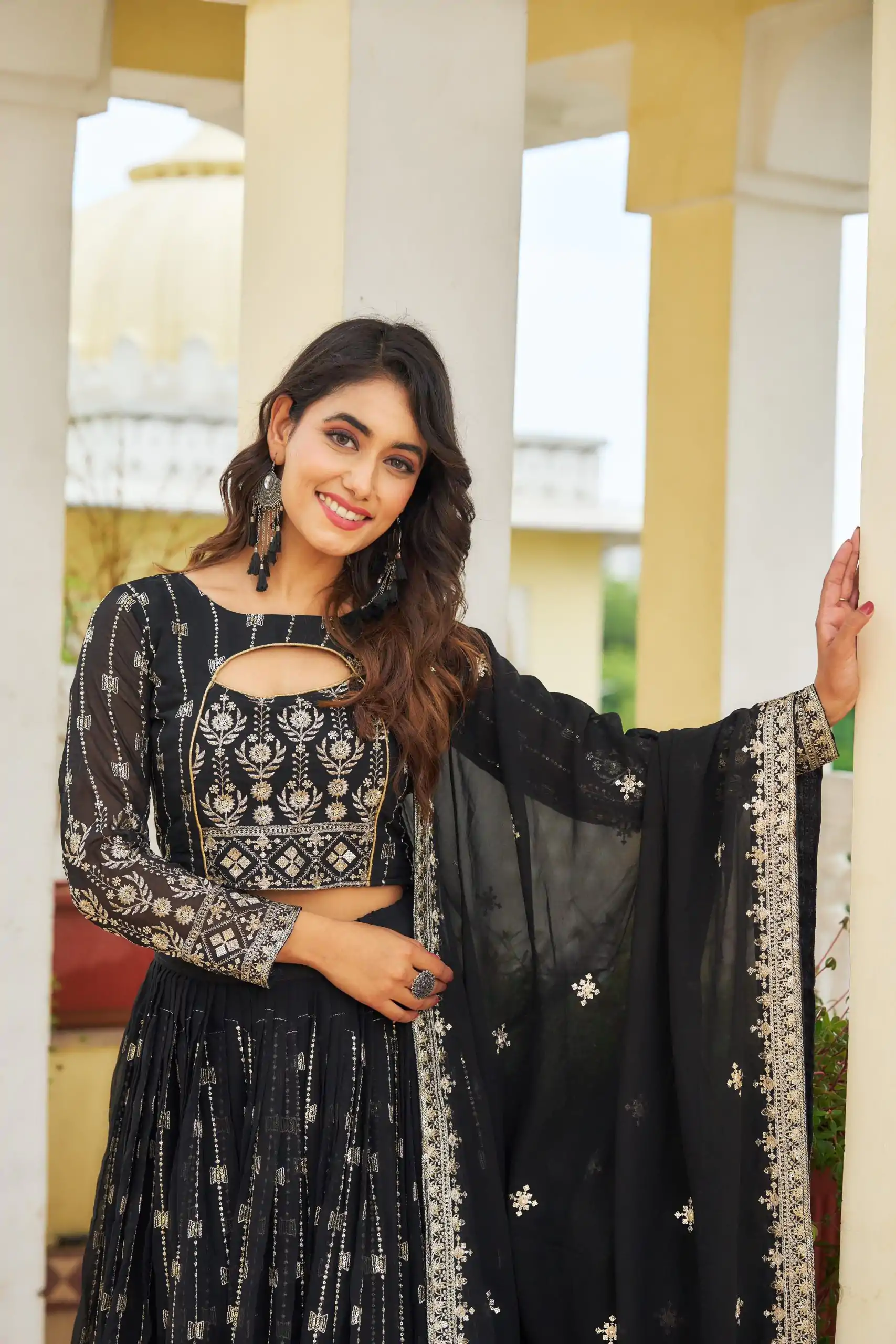 Ram 021 Black Color Georgette Sequence Embroidery Lehenga Choli Casual, Wedding, Festive, Events Expected Delivery 4-6 Working Days @3049/- | Creative Lehenga, Designer Lehenga, Embroidered Lehenga, Lehenga, Party Wear Lehenga