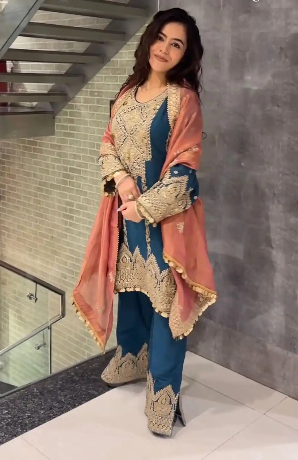 AD 1668 Blue Color Chinon Silk Embroidery Sequence Sharara Suit Casual, Wedding, Party, Festive, Events Etc. Expected Delivery 4-6 Working Days @2499/- | Jump Suits, Casual Suits, Creative suits, Designer Suits, Palazzo Suits, Party Wear Suits, Patiala Suits, Salwar suit, Straight Suits
