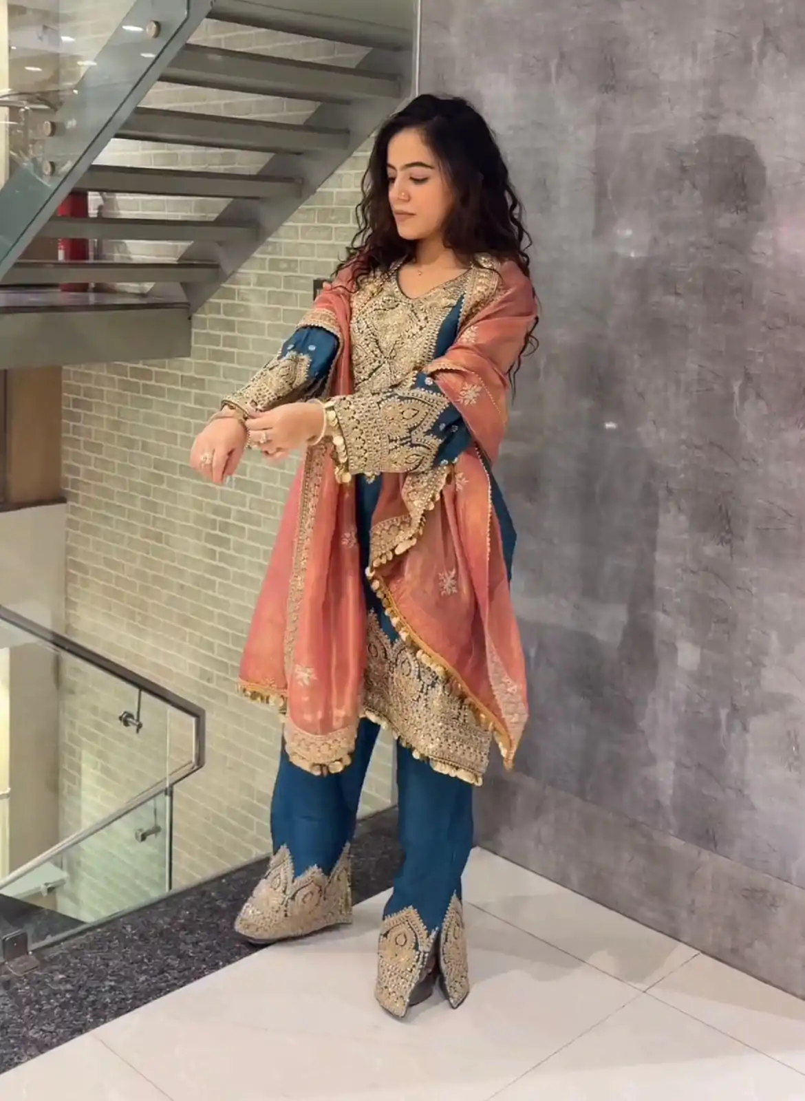 AD 1668 Blue Color Chinon Silk Embroidery Sequence Sharara Suit Casual, Wedding, Party, Festive, Events Etc. Expected Delivery 4-6 Working Days @2499/- | Jump Suits, Casual Suits, Creative suits, Designer Suits, Palazzo Suits, Party Wear Suits, Patiala Suits, Salwar suit, Straight Suits