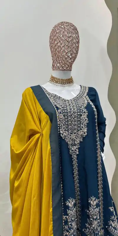 KD 1477 Blue Color Chinon Silk Sequence Thread Work Salwar Suit Casual, Wedding, Party, Events Etc. Expected Delivery 4-6 Working Days 2999/- | Jump Suits, Casual Suits, Creative suits, Designer Suits, Palazzo Suits, Party Wear Suits, Patiala Suits, Salwar suit, Straight Suits