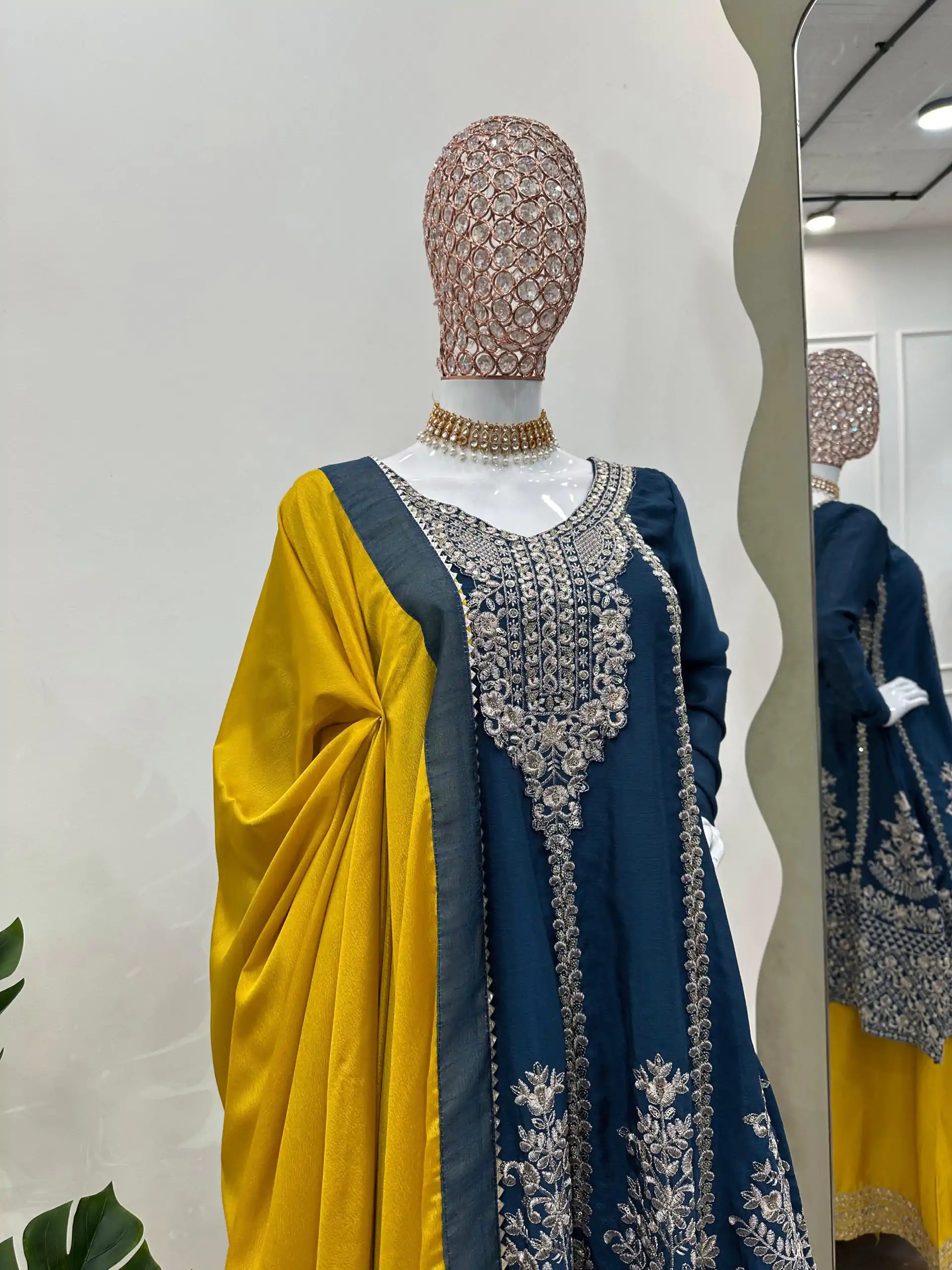 KD 1477 Blue Color Chinon Silk Sequence Thread Work Salwar Suit Casual, Wedding, Party, Events Etc. Expected Delivery 4-6 Working Days 2999/- | Jump Suits, Casual Suits, Creative suits, Designer Suits, Palazzo Suits, Party Wear Suits, Patiala Suits, Salwar suit, Straight Suits