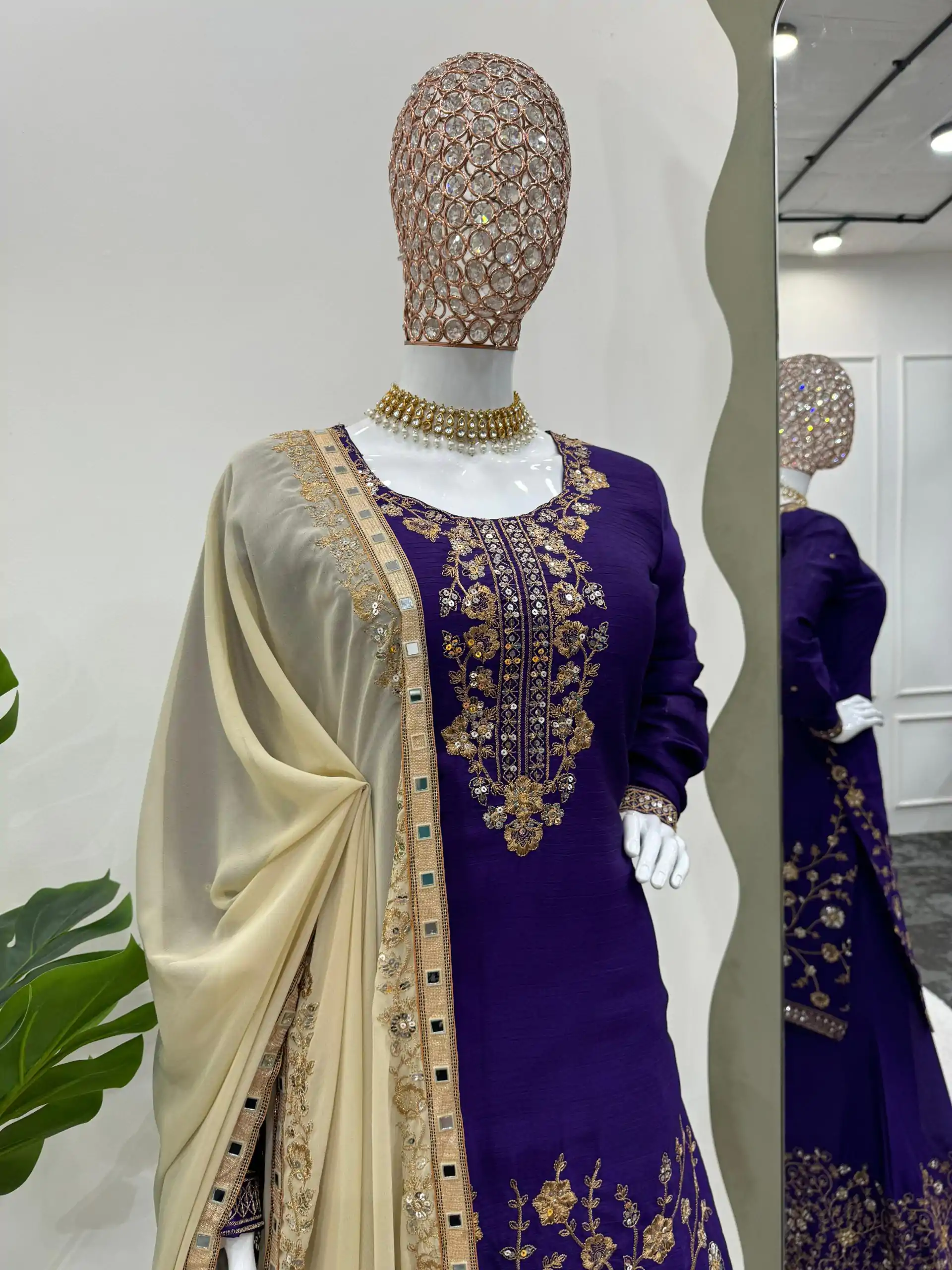 KD 1481 Dark Violet Color Chinon Silk Sequence Thread Work Salwar Suit Casual, Wedding, Party, Events Etc. Expected Delivery 4-6 Working Days 2399/- | Jump Suits, Casual Suits, Creative suits, Designer Suits, Palazzo Suits, Party Wear Suits, Patiala Suits, Salwar suit, Straight Suits