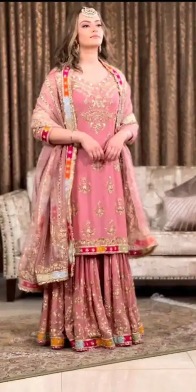 NSR 722 Pink Color Georgette Embroidery Sequence Salwar Suit Casual, Party Festive, Events Etc. Expected Delivery 4-6 Working Days @2449/- | Jump Suits, Casual Suits, Creative suits, Designer Suits, Palazzo Suits, Party Wear Suits, Patiala Suits, Salwar suit, Straight Suits